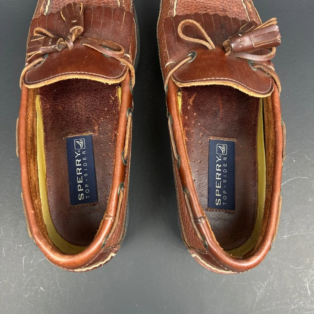 Sperry Top-Sider Brown Leather Kiltie Tassel Loafers Mens 10 M Boat Shoes Preppy
